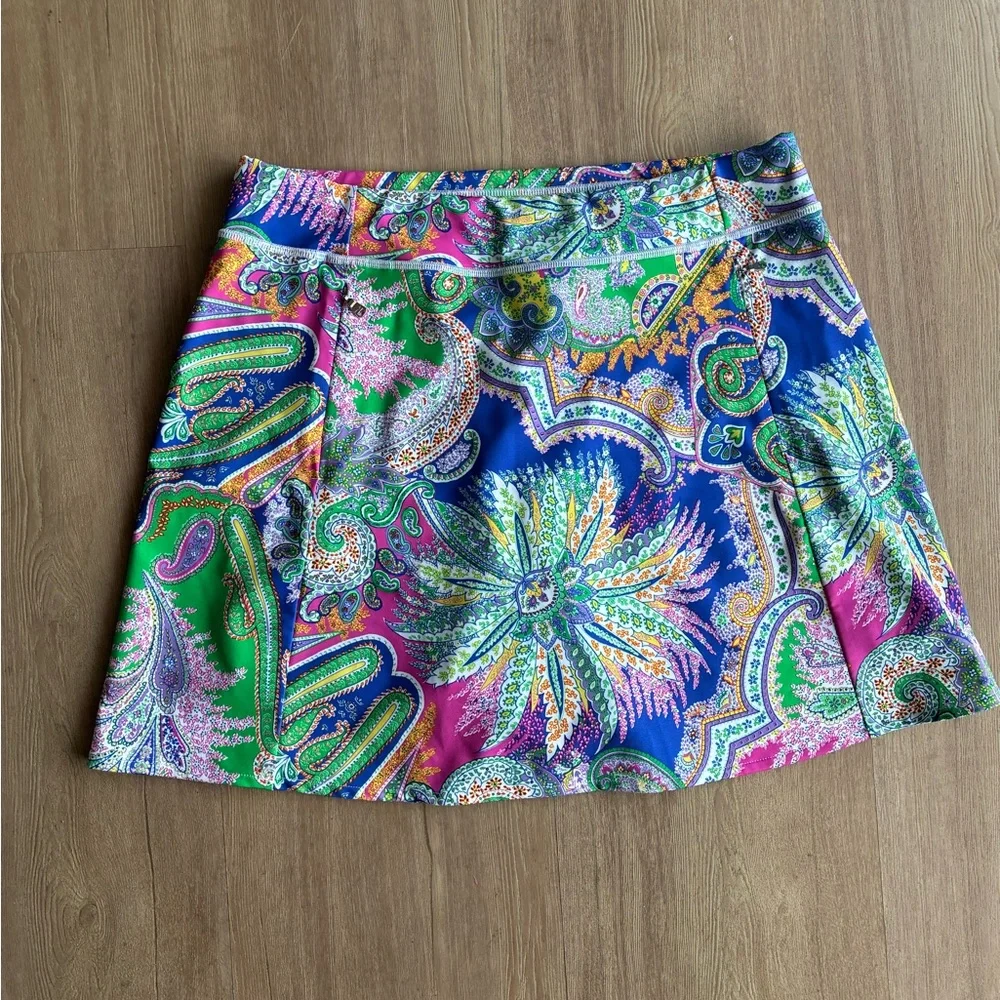 RLX Ralph Lauren Golf Concept 1 Blue Multi Skort Skirt Womens $148 athleisure M